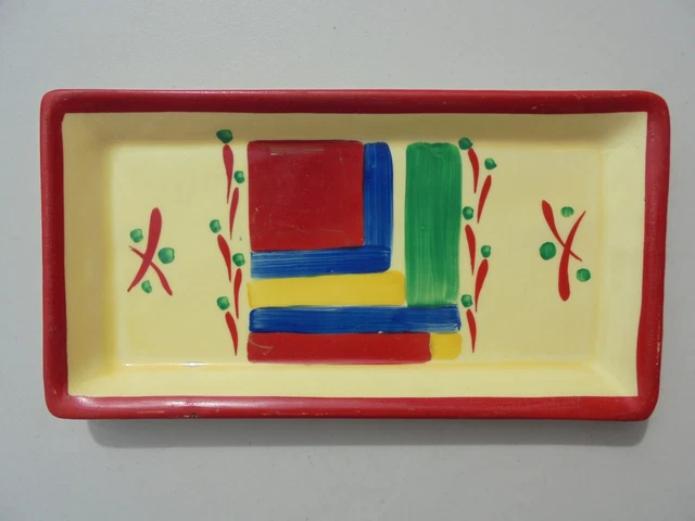 Vintage Ditmar Urbach Czech Czechoslovakia Pottery Art Deco Rect HP Tray 8 1/2" Vintage Ditmar Urbach Czech Czechoslovakia Pottery Art Deco Rect HP Tray 8 1/2"
