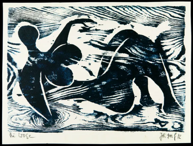 DDR. „Die Woge“, 1972. Holzschnitt Johannes FEIGE (1931-2021 D) handsigniert