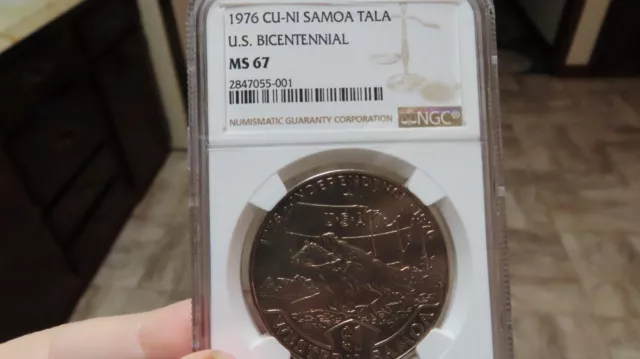 Western Samoa 1 Tala 1976 USA Map Paul Revere NGC MS 67 US Bicentennial