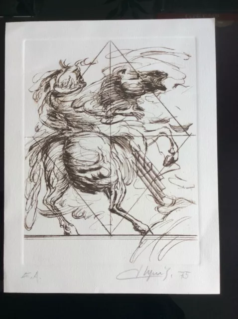 Original Lithographie handsigniert nummeriert - Jean Dupuis "Cavalier"  1975