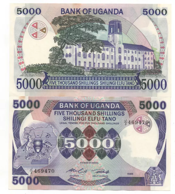 Uganda 5000 Shillings 1985 Pick 24 A Unc-