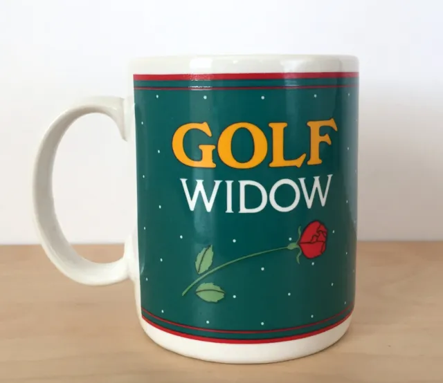 Vtg Green The Golf Club Links Golf Widow Ceramic Porcelain Coffee Tea Mug Cup