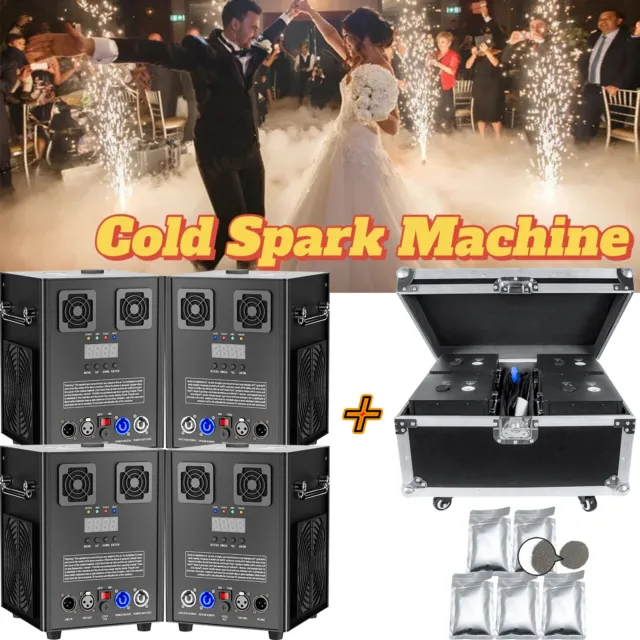 750W Cold Spark Machine LED Sparkular Funkenmaschine DMX Feuerwerk Show mit Case