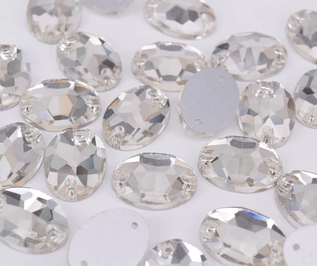 13x18mm Sew On Crystal Oval White Glass Rhinestone Sewing Gem Flatback