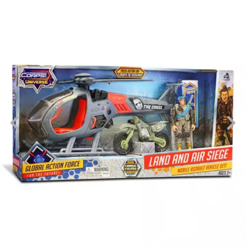 Militär Hubschrauber Helikopter + Motorrad + Soldatenfigur Spielzeug Set NEU OVP