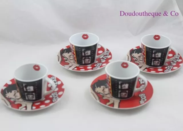 Lot de 4 tasses et soucoupes STARLINE Betty Boop service à café 5 cm (MO) 2