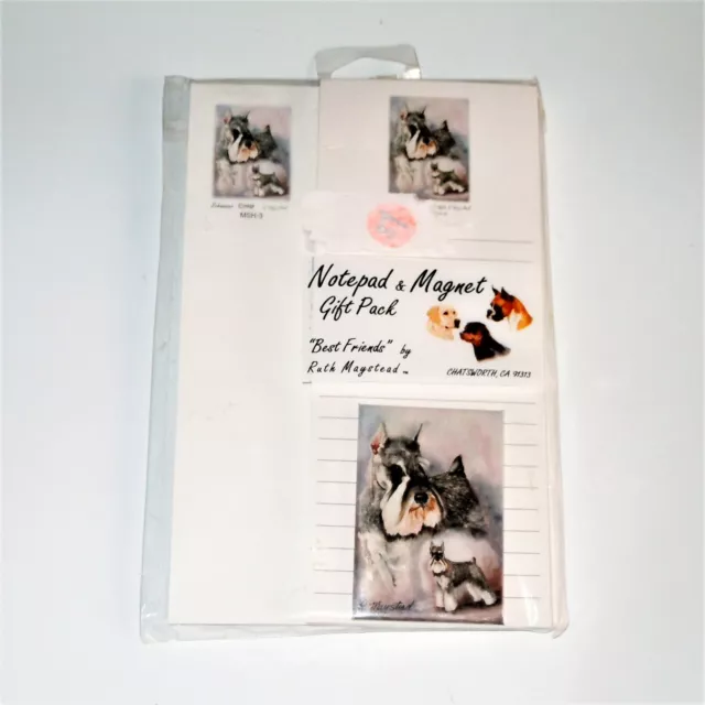 Gift Pack Note Pad & Magnet By Ruth Maystead MSH-3 Schnauzer "Best Friends"