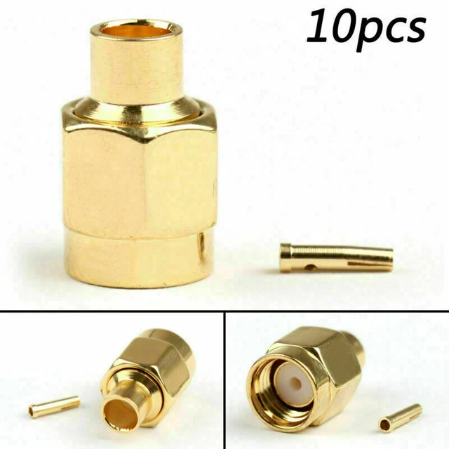 10Pcs RP-SMA Male Jack Center Solder Semi-Rigid per RG402 0.141" RF Connettore P