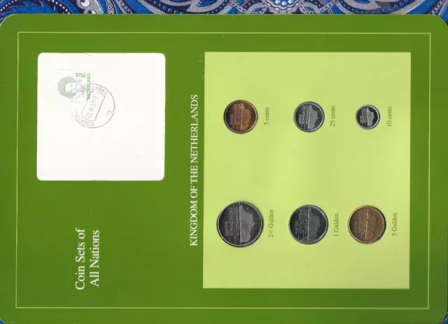 Coin Sets of All Nations Netherlands UNC 25,10,5 Cents 1,2.5,5 Gulden 1991