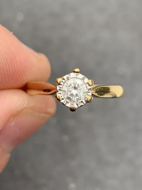 18ct Gold 0.25ct Diamond Vintage Solitaire Ring, 18k 750