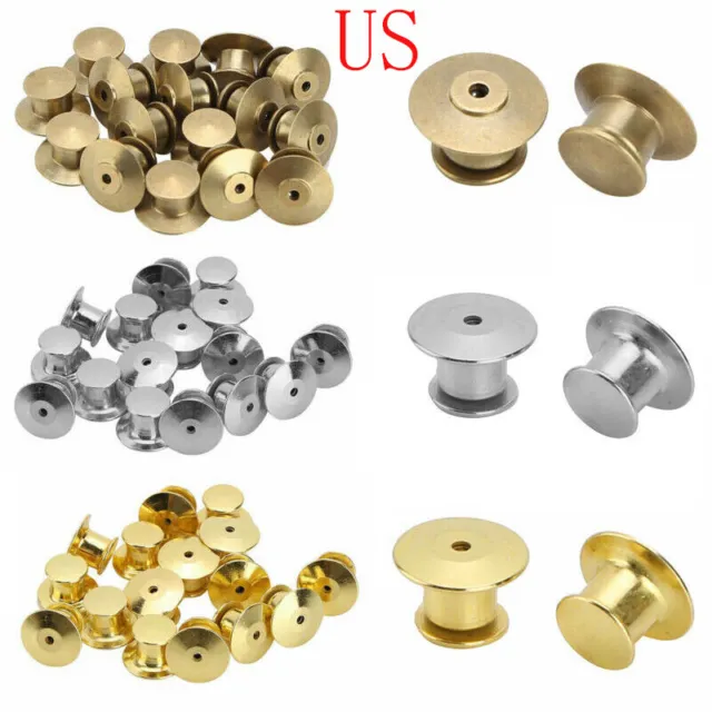 US 16Pcs Locking Pin Backs Metal Keepers Badge Fastener Tie Tack Lapel Brooch