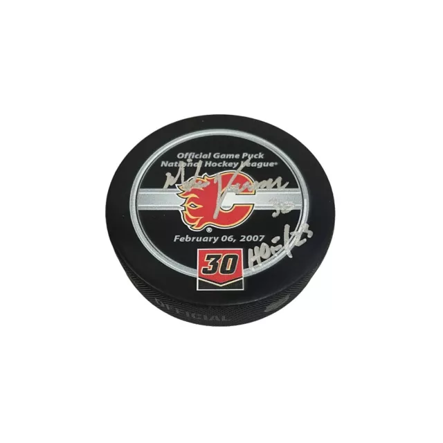 MIKE VERNON Signed Calgary Flames Retirement Night Official Game Puck - HOF 23