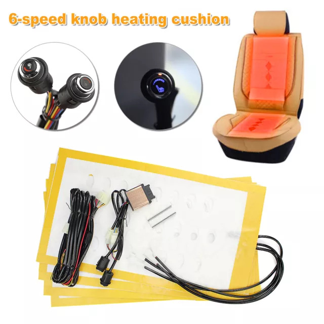 Universal Carbon Fiber Seats Heated Seat Heater Kit Car Cushion Round  Switch 12V