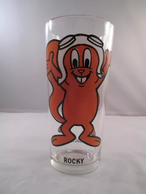 Rocky Brockway Vintage Pepsi Collectors Glass 1970's (Bullwinkle) PAT Ward tall