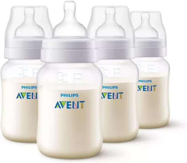 Philips Avent Anti-Colic Baby Bottles, 260Ml, 4-Pack, SCF813/47