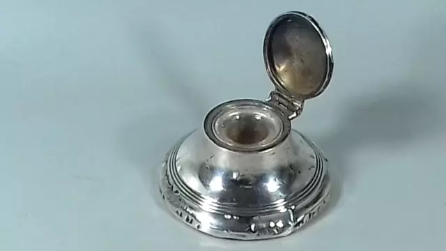 Antique Sterling Silver Inkwell Small 1921 Af