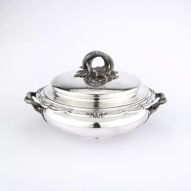 Ornate Antique French Solid Sterling Silver Vegetable Dish. Fray Fils, 1,220g
