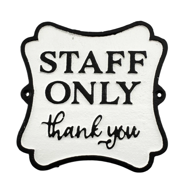 Cast Iron Staff Only Sign, Business Door Sign for Employees Only Area