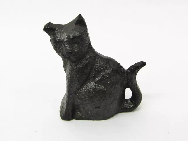 Tiny Wee Miniature Rustic 1.75" Tall Solid Cast Iron Sitting Kitty Cat Figurine