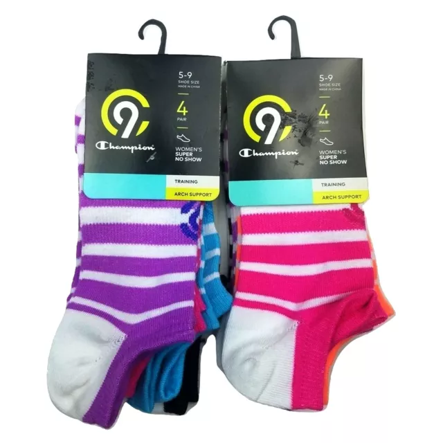 Womens c9 Champion 8 Pack Training Super No Show Socks Arch Support Stripes