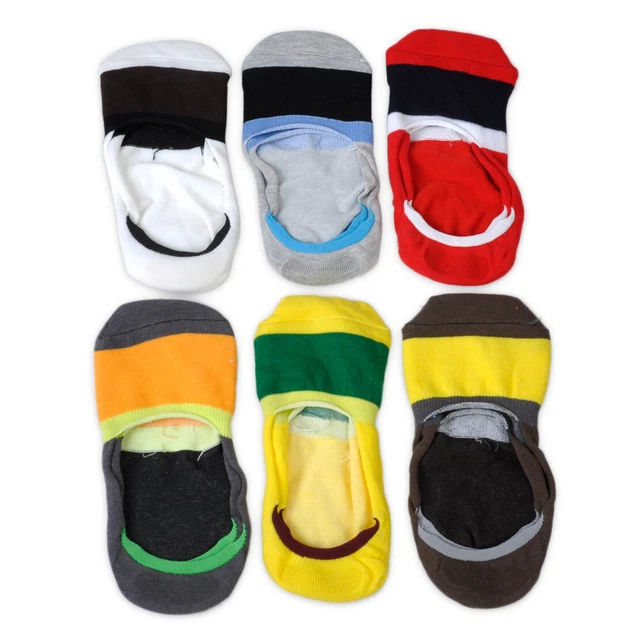 6 Pairs Men Loafer Boat Sock Nonslip Liner Low Cut Invisible Cotton Socks