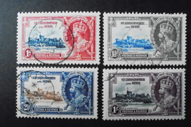 St Kitts & Nevis 1935 KGV Silver Jubilee stamps  set of 4 , used , U.K. only.