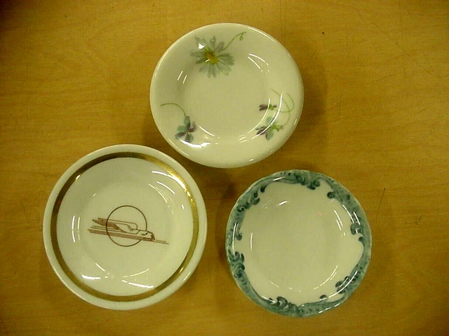 3 Railroad Dining China Butter Pats Burlington Route CB&Q & Union Pacific