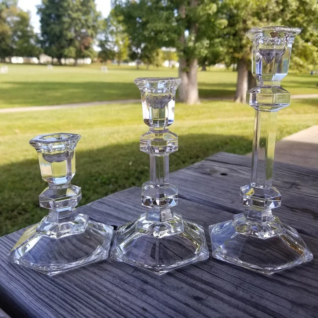 Leaded Crystal Candlesticks Glass Candle Holder SET (3) Oslo by Tuscany Austria