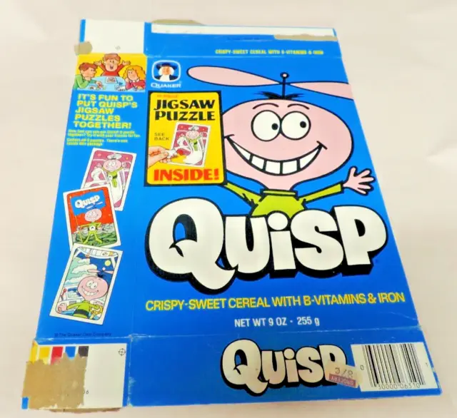 Quaker Oats Quisp Cereal Box Jigsaw Puzzle Inside  9 Oz Late 1970's Used