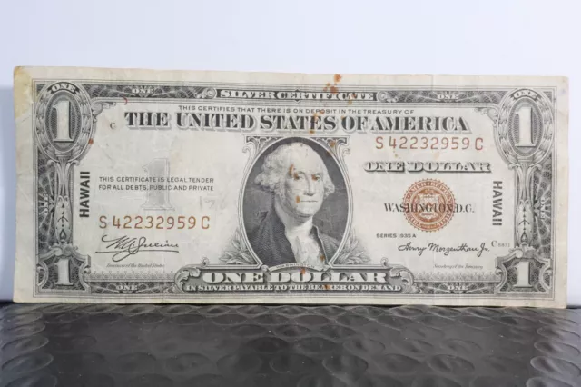 1935 A $1 One Dollar Silver Certificate Hawaii Emergency Issue Bill