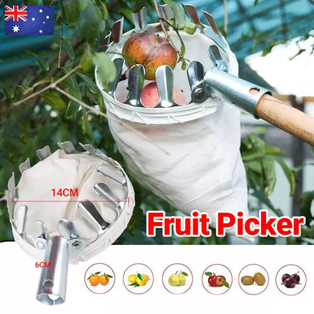 Fruit Picker with Bag Basket Garden Farm Fruit Catcher Harvest Picking Tools