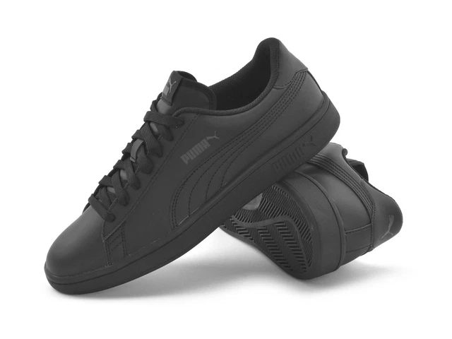 PUMA SMASH V2 Leather Mens Trainers All Black 365215 06
