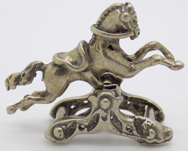 Vintage Italian Handmade Genuine Silver Dollhouse Toy Horse Miniature Figurine