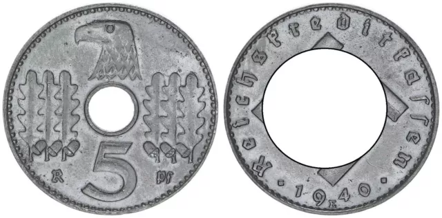 Reichskreditkassen 5 Pfennig J.618 1940 E seltenes Münzzeichen vz-st 70836