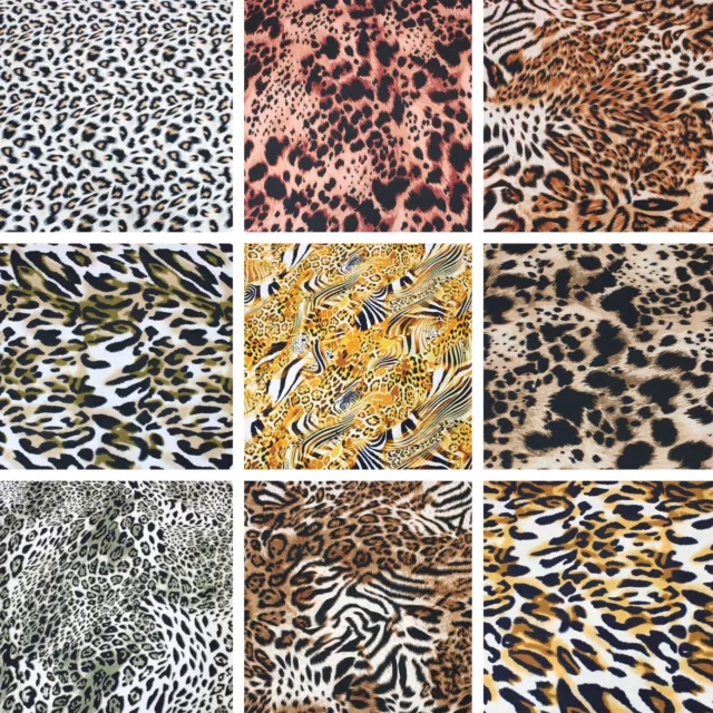 3 Metre Dressmaking Bundles Cheetah Print Variety Crepe Fabrics 55" Wide Fashion