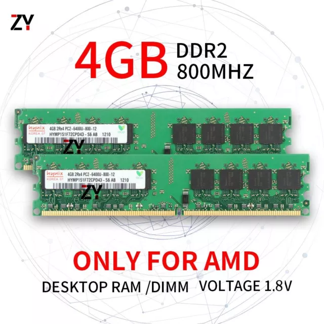8GB 2x 4GB 2GB 1GB DDR2 2Rx4 PC2-6400 800 AMD DIMM Desktop RAM For Hynix Lot UK