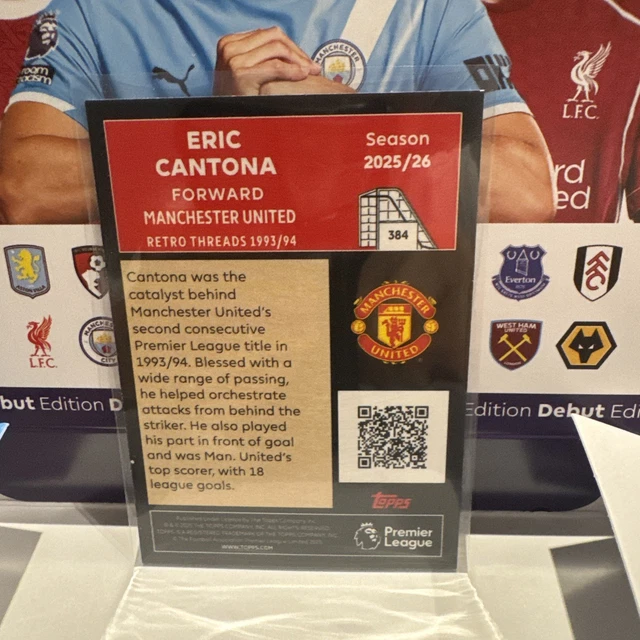 Carte Premier Pull Eric Cantona Manchester United 2025/2026 - Topps - #PP 14