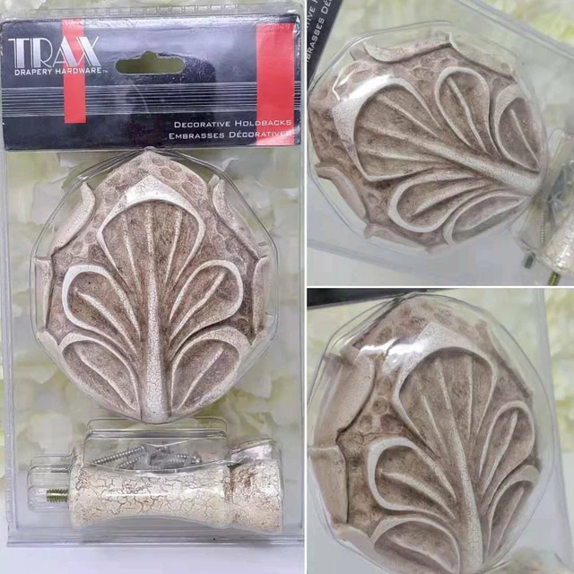 TRAX Decorative Drapery Hold backs Curtain Tieback Holders Hardware Leaf Ivory