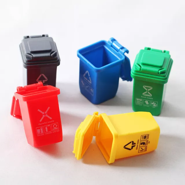 5PCS 1:12 Dollhouse Miniature Mini Garbage Trash Can Rubbish Bin Toy Model Decor