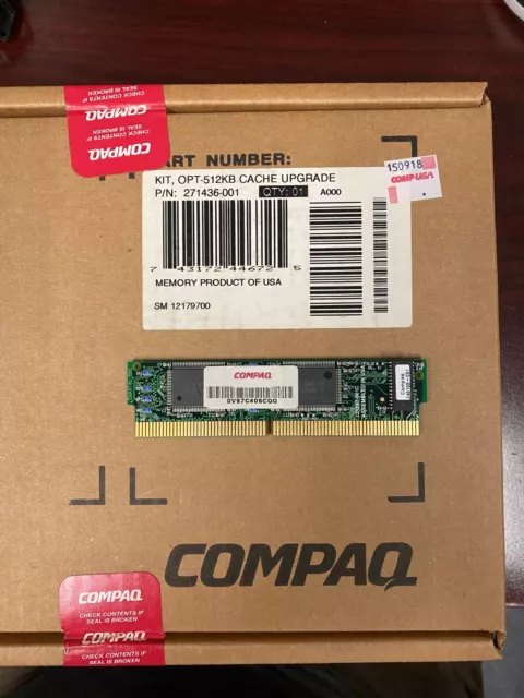 Vintage Compaq 1997 OPT-512KB Cache Upgrade KIT 240108-001, 271436-001