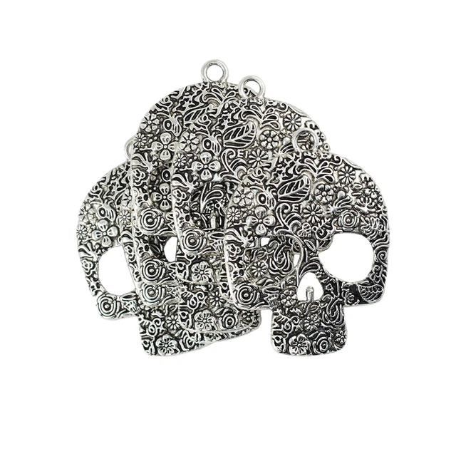 6pcs Großen Hohlen Schädel Skelett Köpfe Anhänger Charms Perlen Für DIY