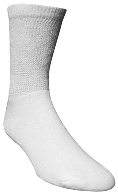 6 Pair Big and Tall Diabetic Socks XL White Fits Shoe 9-15 Up to 6E