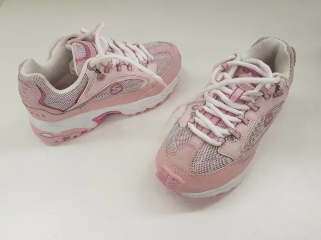 Skechers Girls Shoes Size 1 Runners Sneakers Leather Sport Stamina Severity Pink