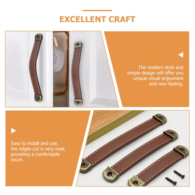 6 Pcs Cabinet Handles Kitchen Leather Drawer Pulls Dresser Pulls Door Handle 3