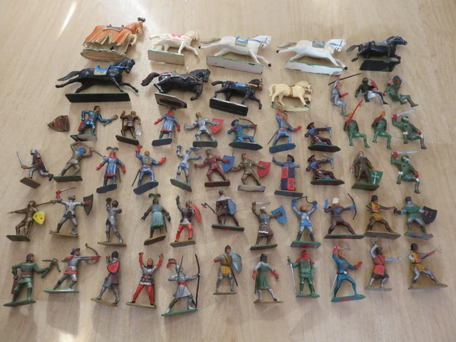 Lot De 4 Soldats Starlux Anciens En Plastique – époque Seconde Guerre Mondiale, échelle 1:32