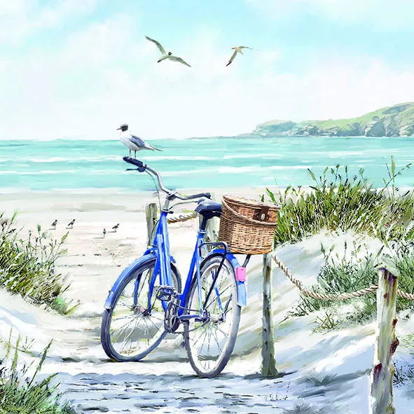 Servilletas Almuerzo - 33 x 33 cm - 3 capas - 20 servilletas - Bicicleta en la playa