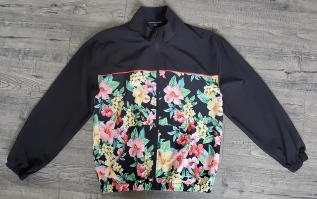 Boston Proper Womens Light Weight Full Zip Windbreaker Jacket Multi Floral Sz M