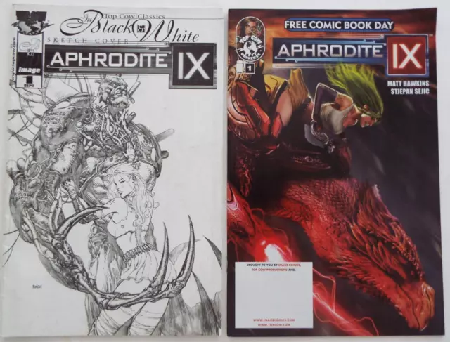 2 Bild Top Kuh Comics Aphrodite Ix Schwarz & Weiß Sketch Abdeckung + FCBD 1