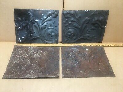 4pc Lot of 11.5" by 9.5" Antique Ceiling Tin Vintage Reclaimed Salvage Art Craft