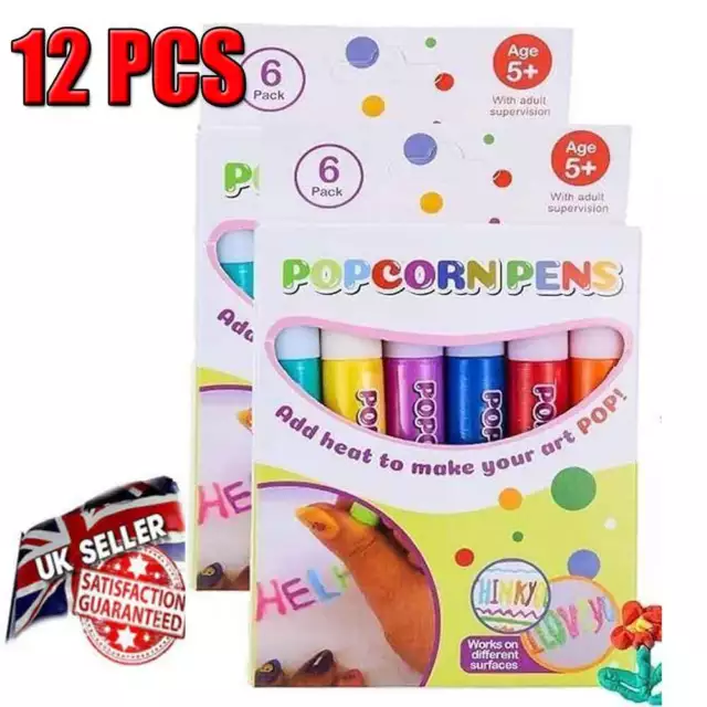 6X Puffy Art Pens Ink Popcorn 3D Printable Magic DIY Bubble Popcorn Drawing  Pens